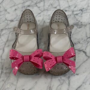 Mini Melissa Kids' Pink Sparkly Bow Shoes Sz 10